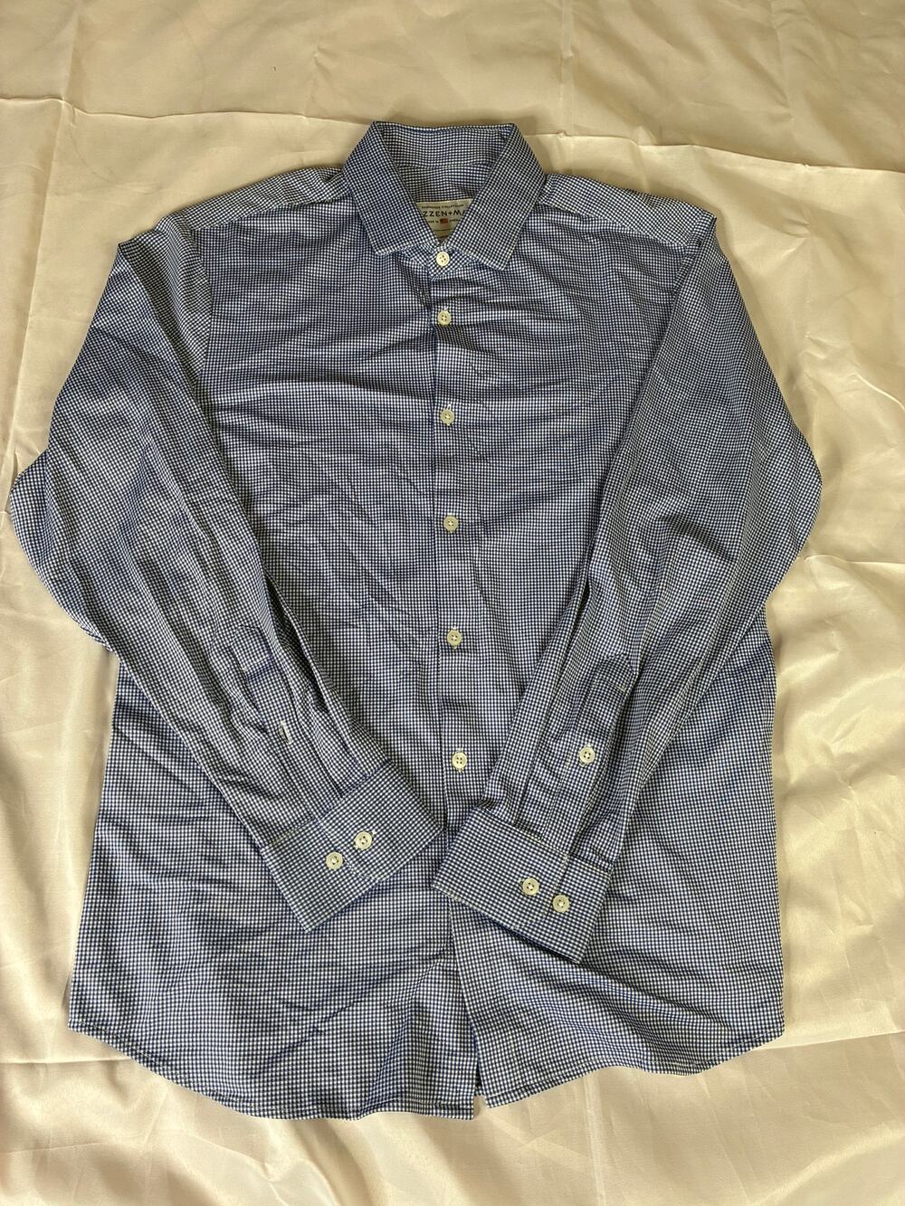 Mizzen+Main Spinnaker Collection Trim Fit Shirt XL Blue Gingham Made in USA